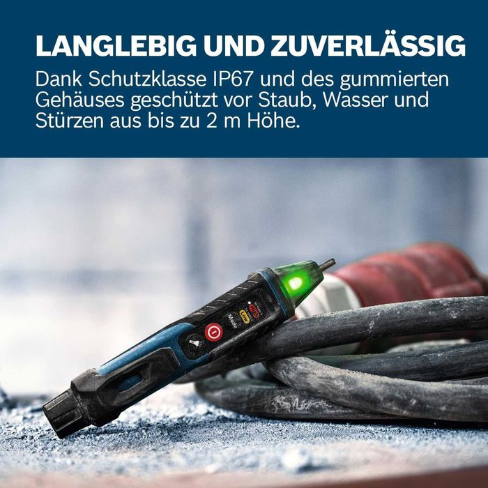 ПРОМО Нов 2г Гаранция Безконтактен Фазомер Детектор за Напрежение Bosch GVD 1000-17, 1000 V, 2 x 1.5 V AAA