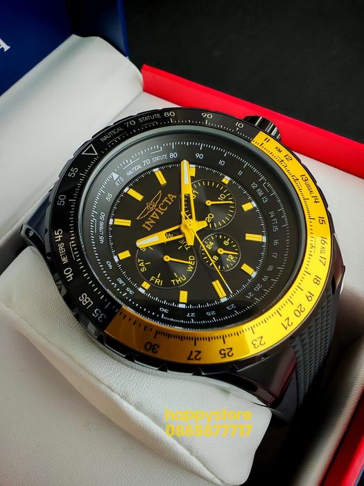 INVICTA Aviator Black/Yellow 50 mm, Инвикта нов ръчен часовник