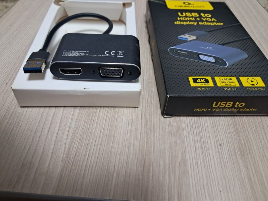 Видеоадаптер Cablexpert USB to HDMI + VGA (новый)