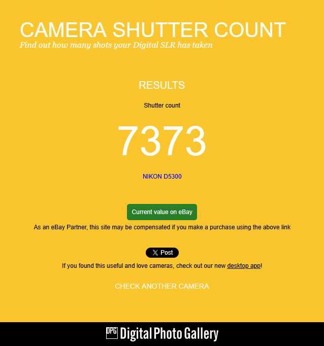 Фотоапарат Nikon D5300 Shutter count :7373
