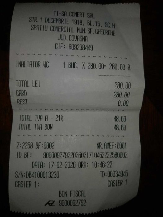 Inaltator toaleta nou 15 cm