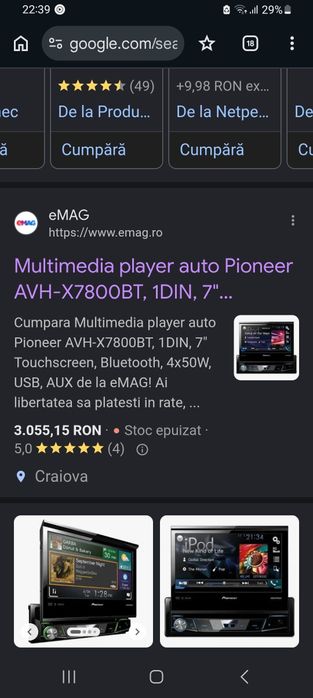 Muzica si filme Pioneer AVH-X7800BT ,modelul de TOP cu touchscreen, display retractabil, superb, telecomanda. De nou 3000 lei