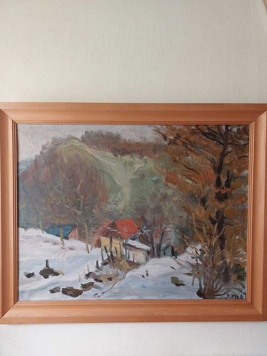 Tablou , peisaj - tajkep , pictura in ulei  - Balla Iosif (Jozsef)