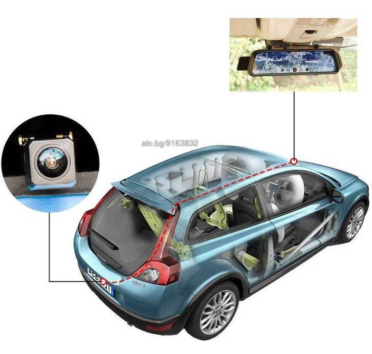 Видеорегистратор тип огледало с две камери DVR  9.66 inch за кола