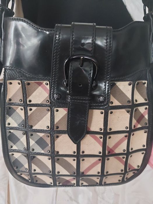 BURBERRY Original 100% Кожа Страхотна  през рамо чанта