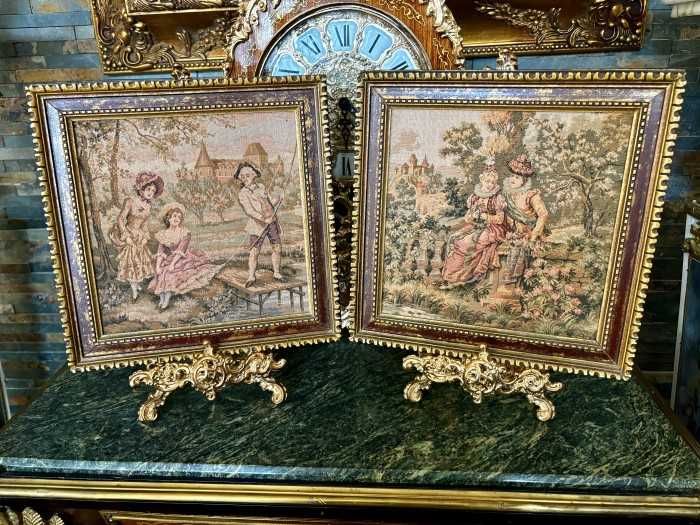 Rafinat set-tablouri in stil victorian-tapiserii-scene galante-rame baroc-Anglia