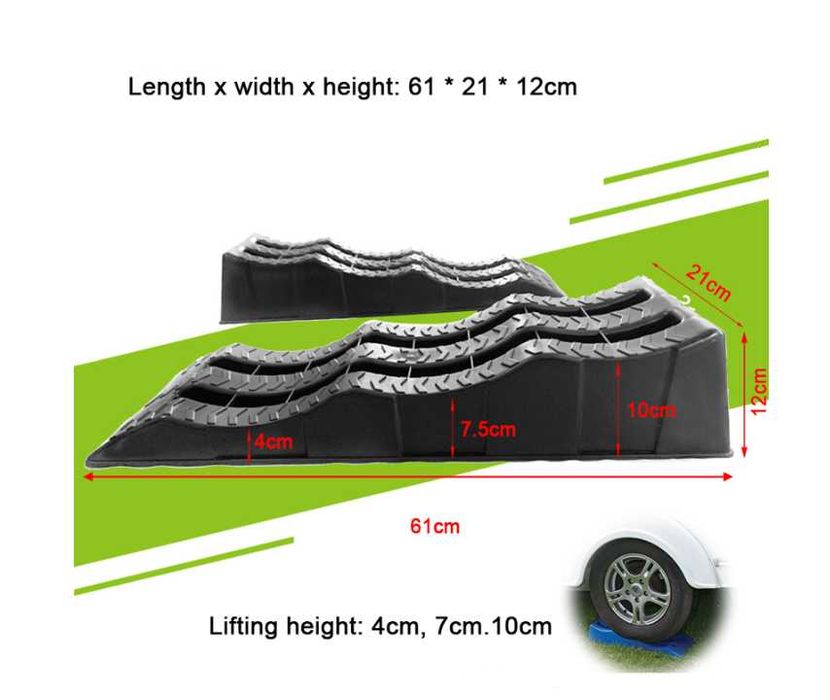 Комплект от 2 броя пластмасови автомобилни рампи 2 т, 610х 210х 120мм