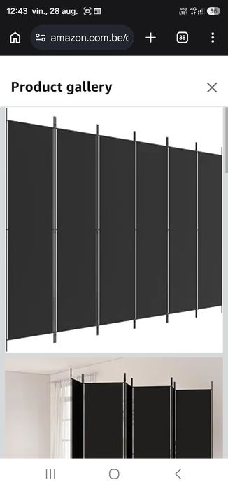 Perete despărțitor 6 panouri material textil negru 300 x 220 cm