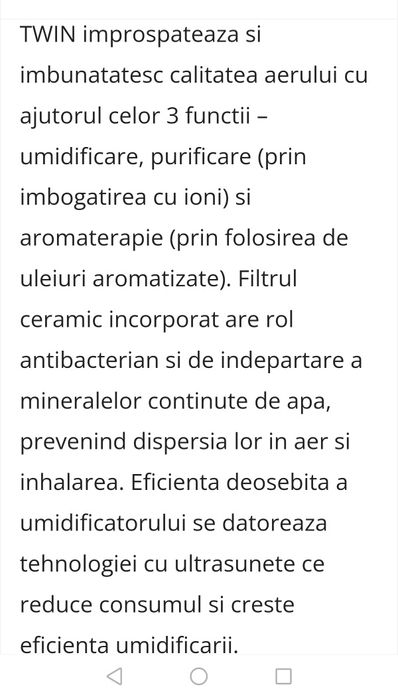 Umidificator Twin cu ionizare si telecomanda