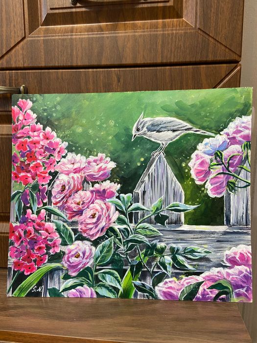 Картина акрилом цветы.