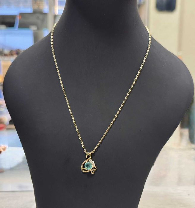 Златен синджир с висулка лебед  14K 585/ 5.19 гр – Italy