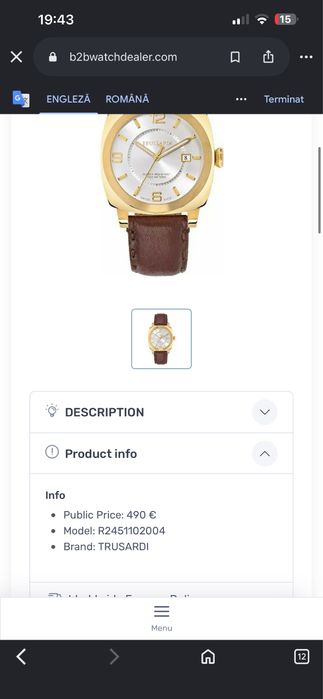Ceas barbatesc TRUSSARDI 1911 Gold Mens Brown