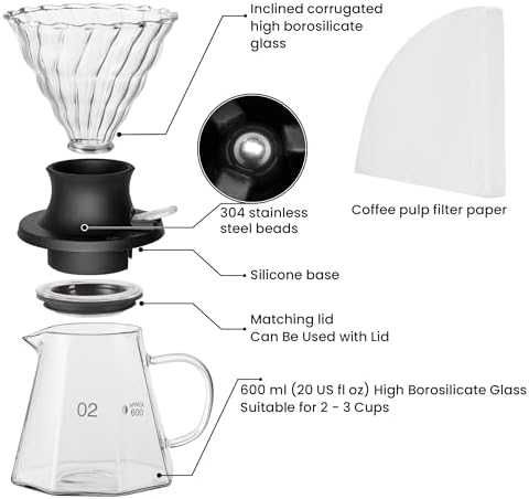 Нов Имърсионен дрипър за кафе + стъклена кана 600мл + филтри 50 броя