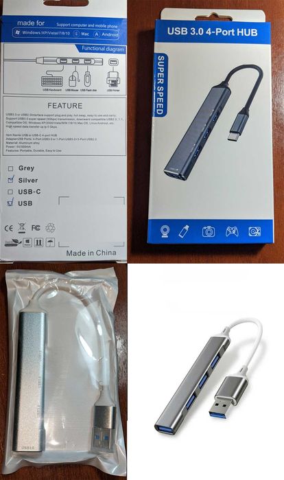 USB 3 HUB Multi Splitter Super Speed 4-портовый концентратор 5 Гбит/с