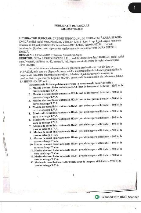 Vând mașini de cusut industriale 1200 RON