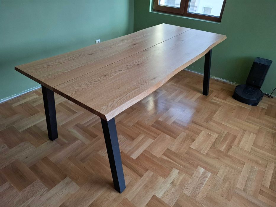 Кухненска маса ROSKILDE/ROSLEV 95x200 цвят нат.дъб/черно