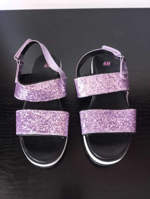 Sandale NOI mov cu sclipici si bareta H&M 37 (23 cm)