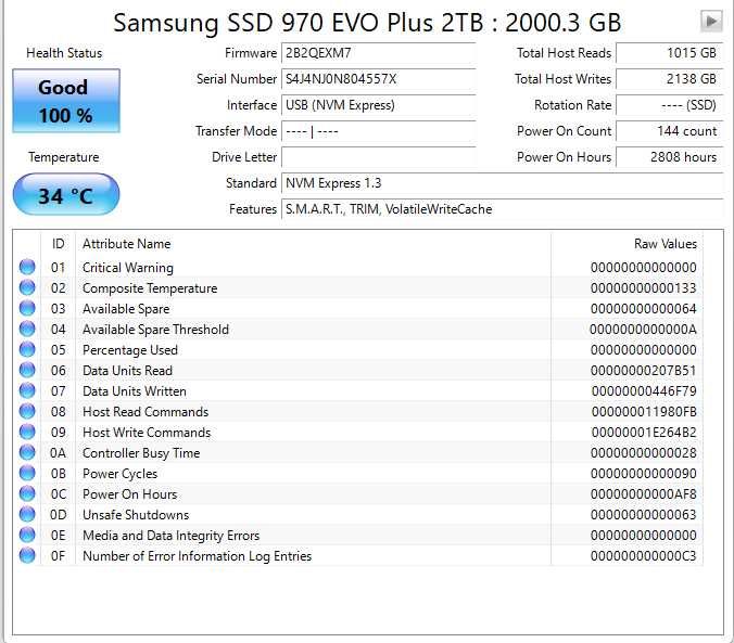 Samsung 970 EVO Plus 2TB NVMe M.2 (2280), скорост на четене 3500 MB/s