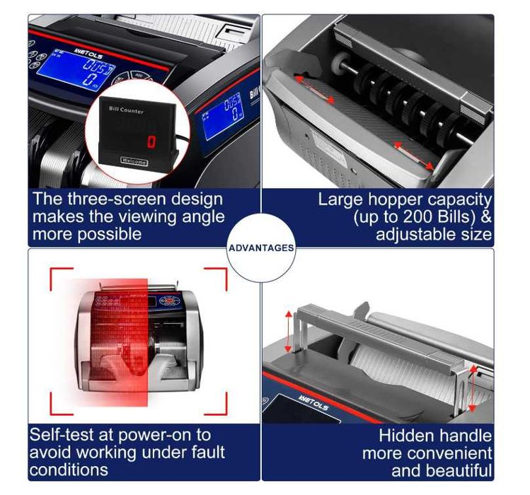 Банкнотоброячна машина с UV и MG проверка, външен дисплей, 1000 банкноти/мин – професионален модел