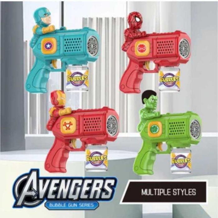 Детски пистолет за сапунени балони Спайдърмен/Хълк/Железния човек и др