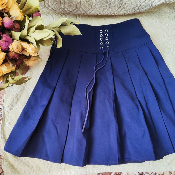 синяя школьная юбка