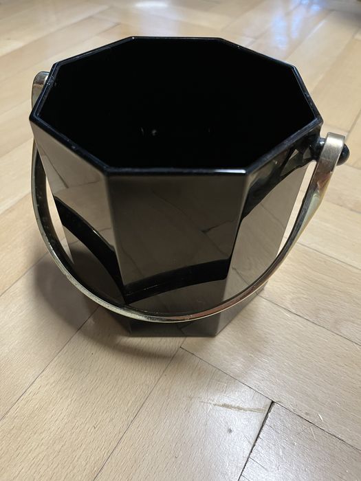 Френска ретро осмоъгълна ретро черна стъклена кофа за лед