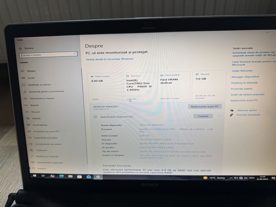 Laptop Sony Vaio seria AW 18”