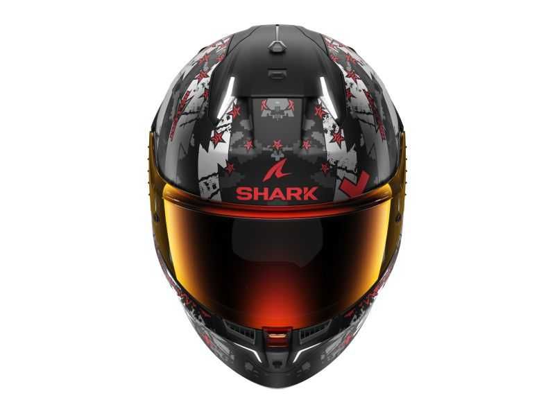 Мото каска SHARK SKWAL i3 Hellcat Black White  Red ,очила,Led светлини