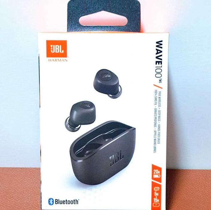 Casti JBL Wave 100TWS, Wireless, Bluetooth, In-ear, Microfon, negru