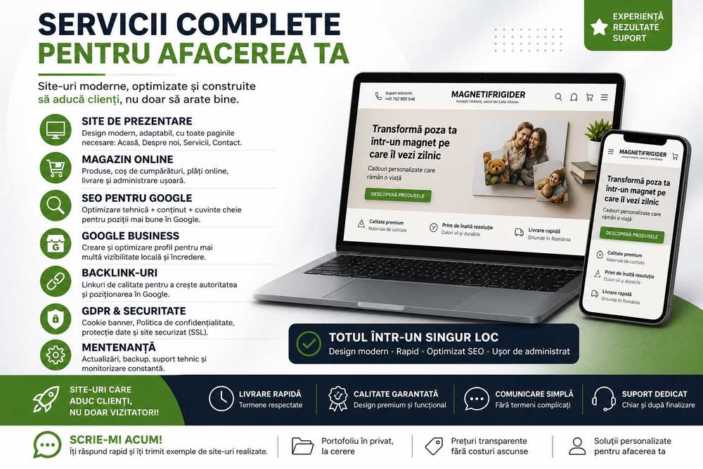 Creare Site Web Profesional & Magazin Online - SEO Google Inclus
