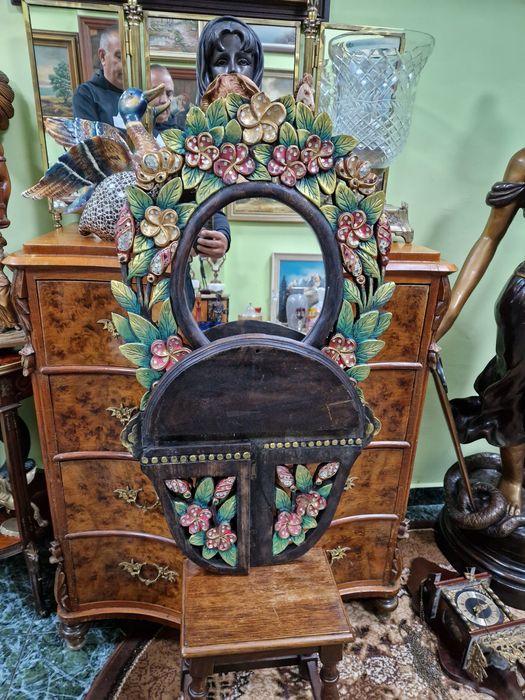 Много старо английско антикварно дървено огледало