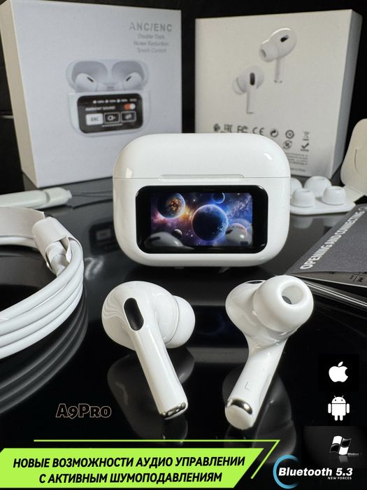 AirPods Pro 2 ANC/ENC ekranli naushnik Беспровадная наушник A9Pro