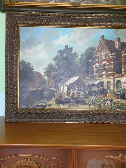 Изключителна антикварна авторска майсторска картина масло върху платно