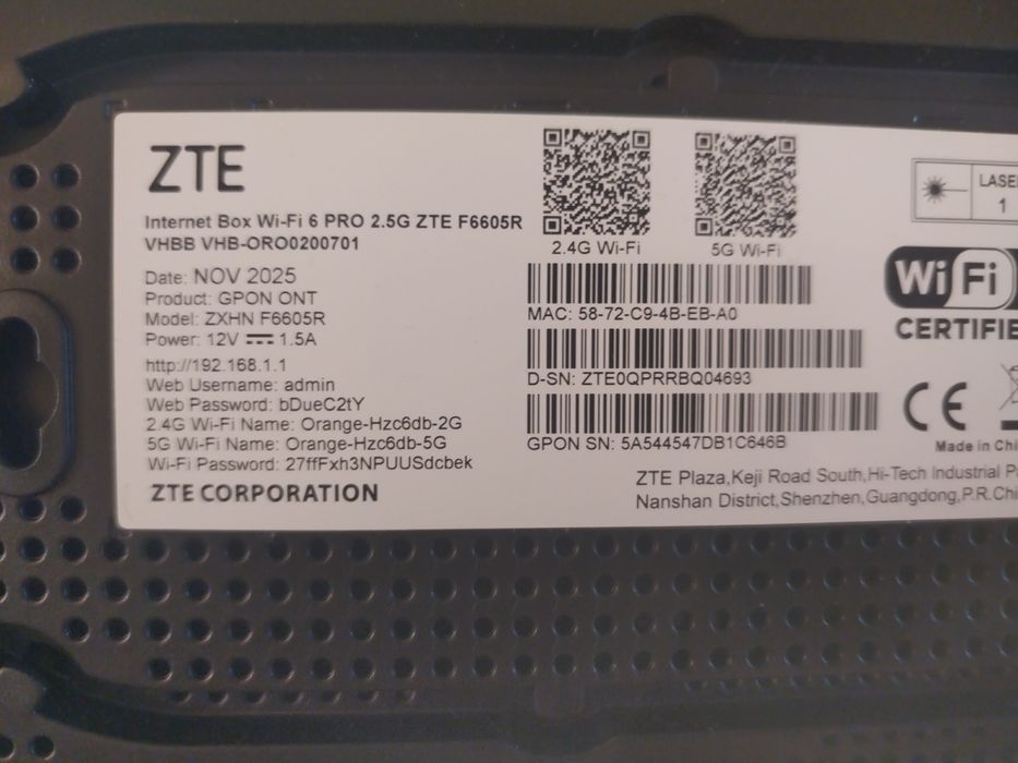 Router zte F6605R