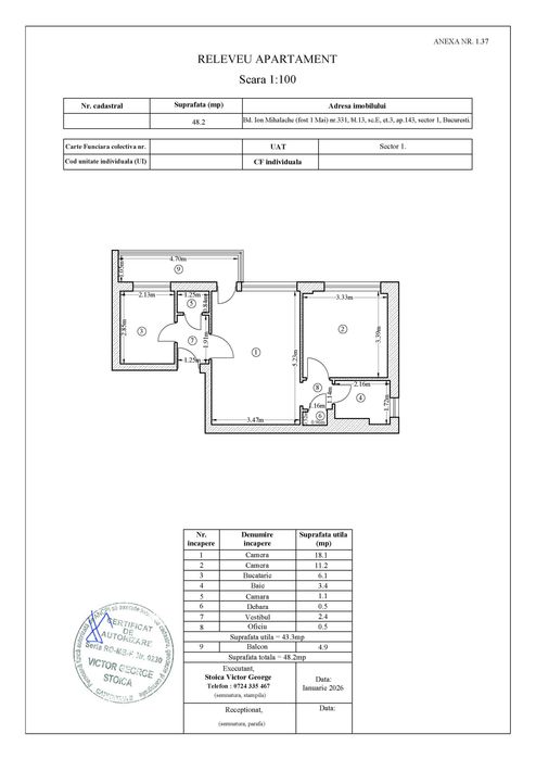 Mihalache | 1 Mai | Chibrit | 2 camere | vedere S | et.3/7 |
