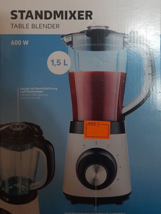 Blender 600 w cu 5 trepte, 1,5 l, cutite otel inoxidabil,Nou!