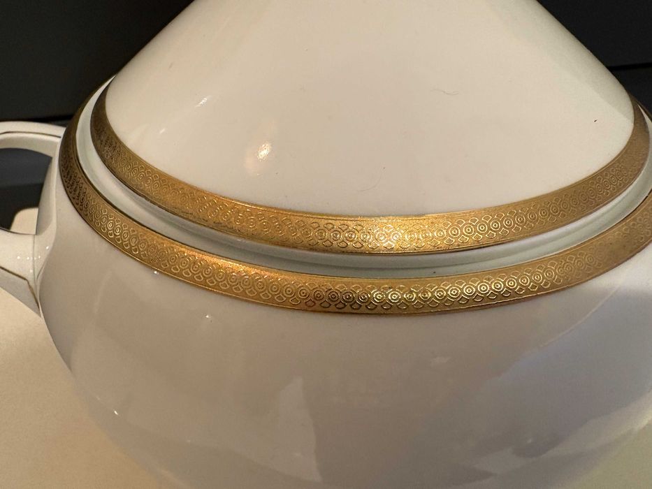 Supieră /terină mare din porțelan, placată cu aur 24K Scherzer Bavaria