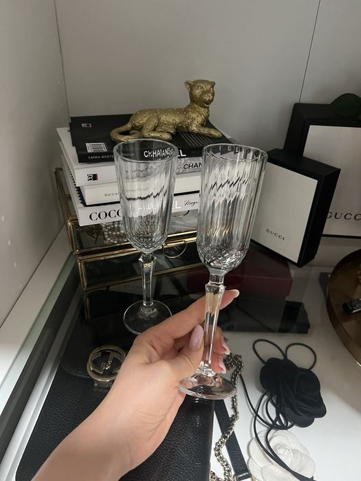 Pahare pahar sampanie flute cristal bohemia cadou miri nunta