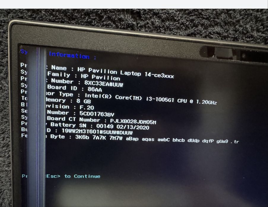 Laptop HP Pavilion - 14-ce3811no Intel® Core™ i3-1005G1