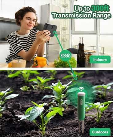 Dr.meter 4-в-1 безжичен тестер за почва, 2 сонди + LCD дисплей