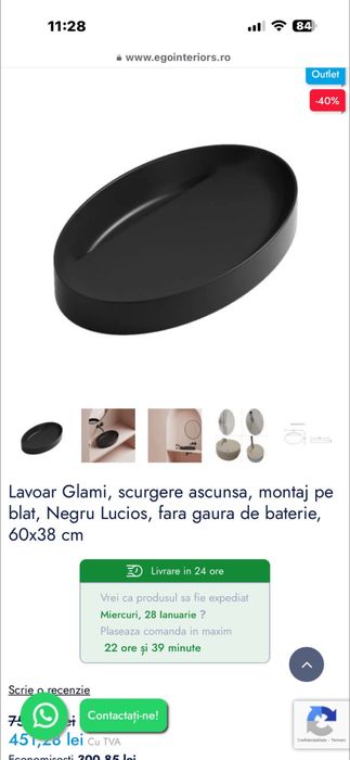Vand lavoar negru