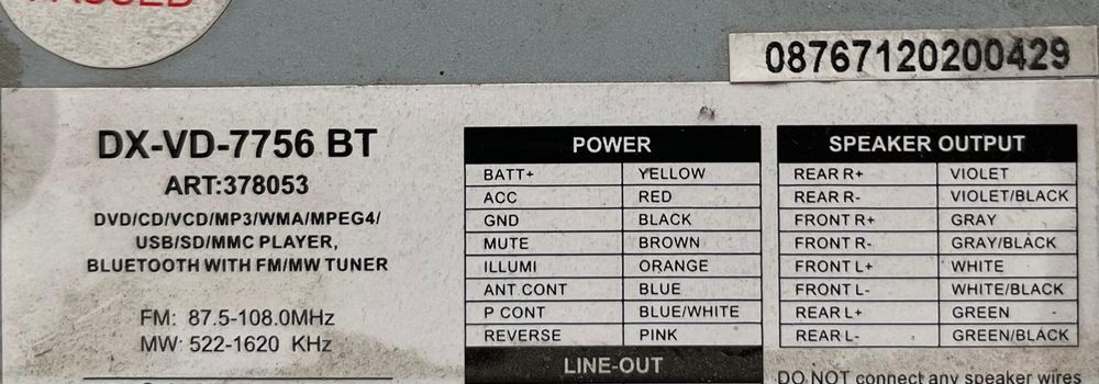 Vând Casetofon DX-VD-7756 BT