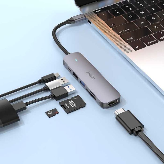 USB-C Hub Xаб Hoco HB28 6-in-1 (100W PD). Есть доставка