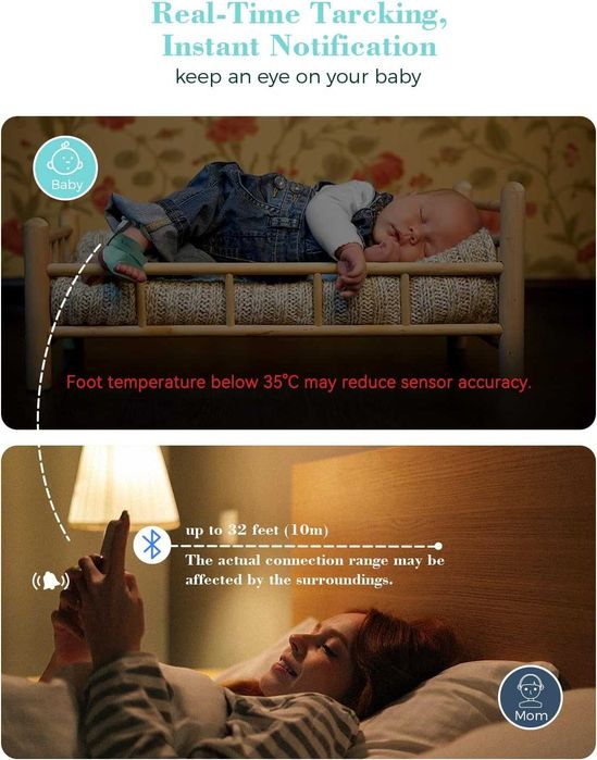 Бейбифон Babytone за наблюдение на сън, проследяване на сърдечната честота и движението на бебе