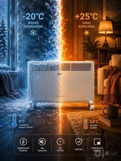 Elektr konvektor Ballu Enzo Series, g‘ildirakli maishiy isitkich.