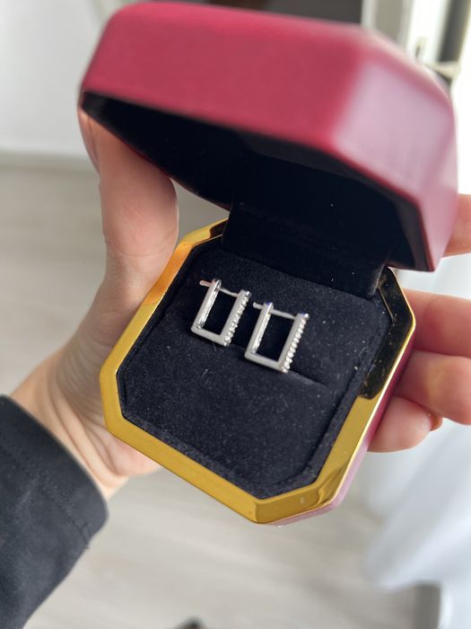Cercei aur 18k cu diamante naturale