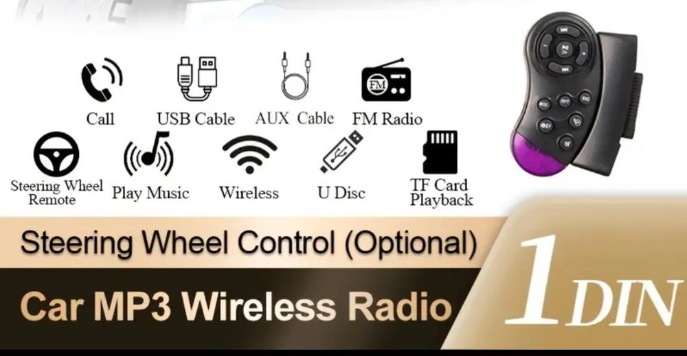 Radio casetofon auto wireless mp3 cu Bluetooth și Comandă volan