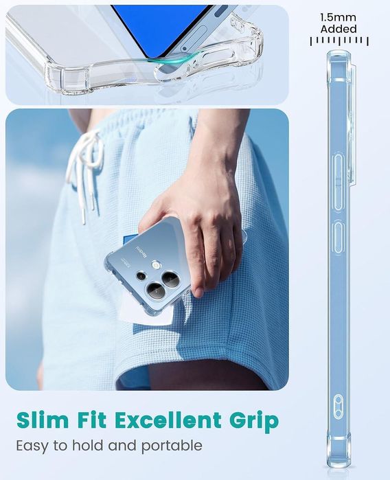 Прозрачен Силиконов Удароустойчив Кейс за Xiaomi Redmi Note 13 4G 5G