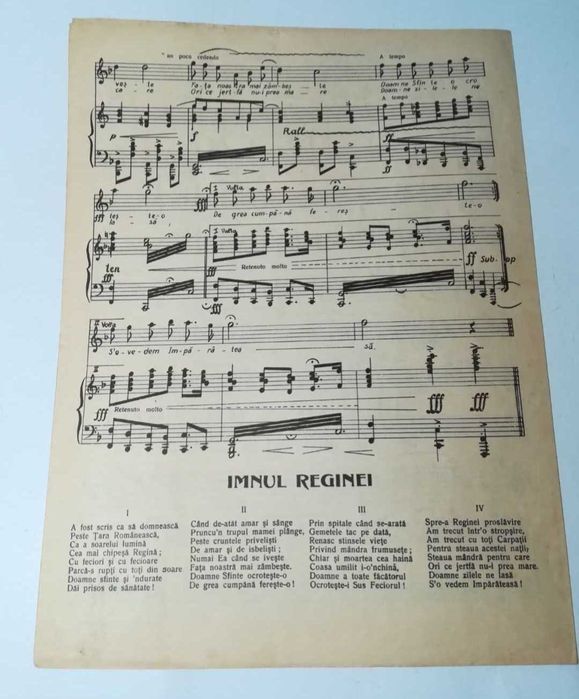 Regina Maria a României,Partitura muzicala, Perioada Interbelica, Rara