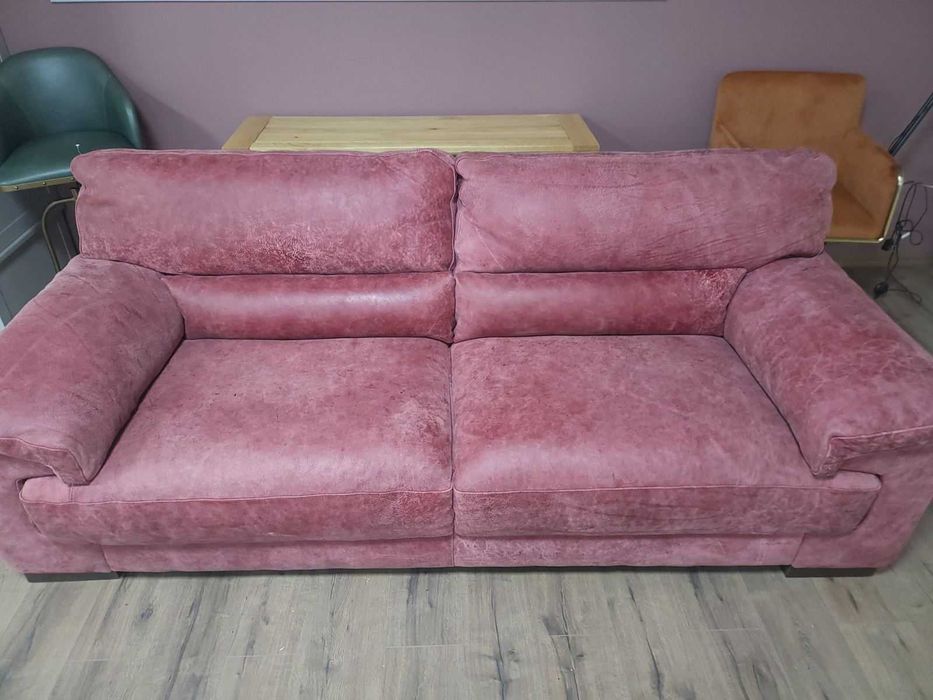 Червен кожен диван тройка "Santino" - телешки бокс